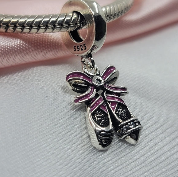 Charm for Bracelet Sterling Silver 925 ballet Shoes 🩰 - Picture 2 of 4